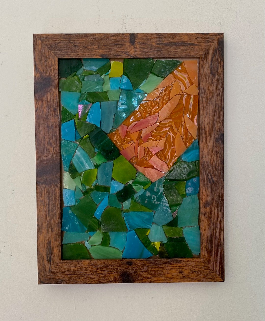 Aqua and Orange Tile Collage - Etsy