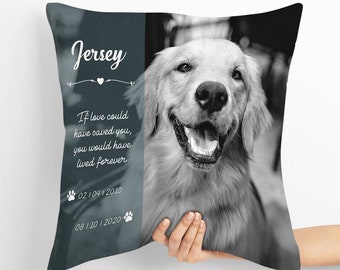 Almohada personalizada para mascotas Regalo de recuerdo de perro nombre personalizado almohada foto funda de almohada almohada conmemorativa Despedida perro simpatía regalo Efecto blanco negro