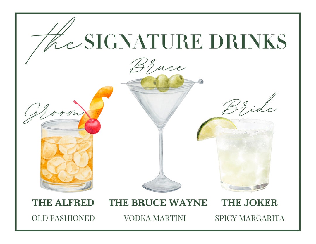 Customizable Signature Drinks Menus - Etsy