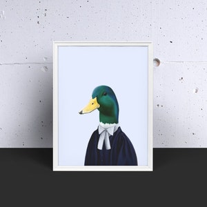 Canard colvert en robes d'avocat - illustration contemporaine pop minimaliste - impression d'art - giclée sur papier sans acide - 8 x 10 - 12 x 16 pouces