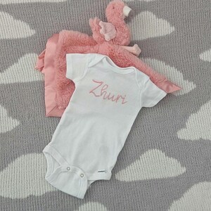 Hand Embroidered Baby Onesie / personalized baby one / baby girl, baby boy / birth announcement