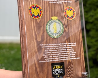 Military Retirement Plaque – Custom 11"x14" Acrylic & Wood Gift | Veteran Keepsake with Emblems