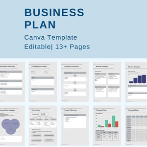 Small Business Plan Template, Editable in Canva, Start Up Workbook, Side Hustle Template