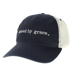 Embroidered Christian  Trucker Hat Saved By Grace, Christian Gift for Men and Women, Christian Hat,  FREE Gift, FREE Shipping, Christmas Gif