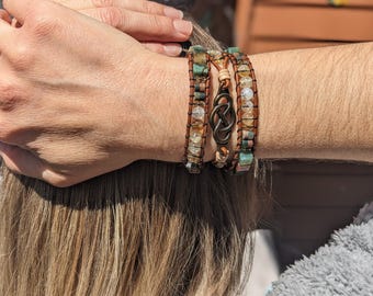 Infinity drievoudige wikkelarmband jaspis en citrien (0050B)