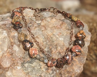Jaspis harten, labradoriet en schakelarmband (0024B)