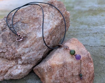 Eternity-ketting van jade en amethist (0009N2)