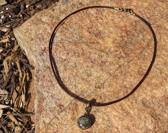Leren choker drakenbloed jaspis (0068N)