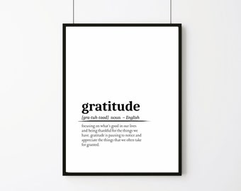 Gratitude Definition, Printable Wall Art, Gratitude Poster, Gratitude Quote, Gratitude Gift, Gratitude Wall Art, Wall Decor
