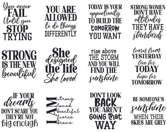 12 Motivational SVG Bundle, Inspirational Mental Health Digital Design, DXF,EPS, Instant Downloadable,