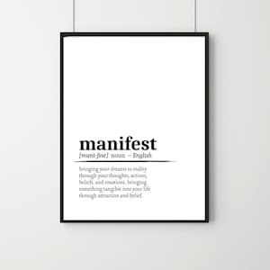 Manifest Definition, Printable Wall Art, Manifest Poster, Manifest Quote, Manifest Gift, Manifest Wall Art, Wall Decor