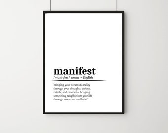 Manifest Definition, Printable Wall Art, Manifest Poster, Manifest Quote, Manifest Gift, Manifest Wall Art, Wall Decor