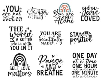 20 Motivational Mental Health SVG Bundle, Inspirational Digital Cutting File, Mental Health Awareness SVG PNG Bundle, Instant Download