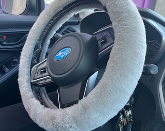 Natural Sheepskin Steering Wheel Cover, Plush Comfort Grip