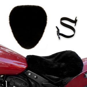 Universal Sheepskin Motorcycle Seat Cushion - Riding Comfort Pad Genuine Natural Sheepskin Cover Back Pain Pressure Relief 15&quot;x16&quot; Sheared