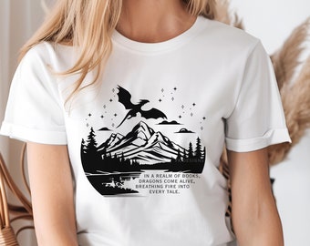 Dragon Shirt, Fantasy Dragon Bookish Vintage Shirt, Fantasy Book Lover Shirt, Book Lovers Gift, Fantasy Book Reader Tee, Dragon Rider Tee