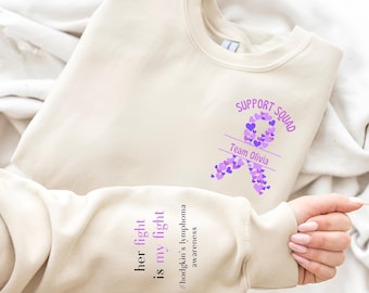 Sweat-shirt cancer lymphome, équipe de soutien du cancer, chemise de soutien du lymphome de Hodgkins, chemise cancer de l'équipe, cadeau d'équipe lymphome, t-shirt ruban violet