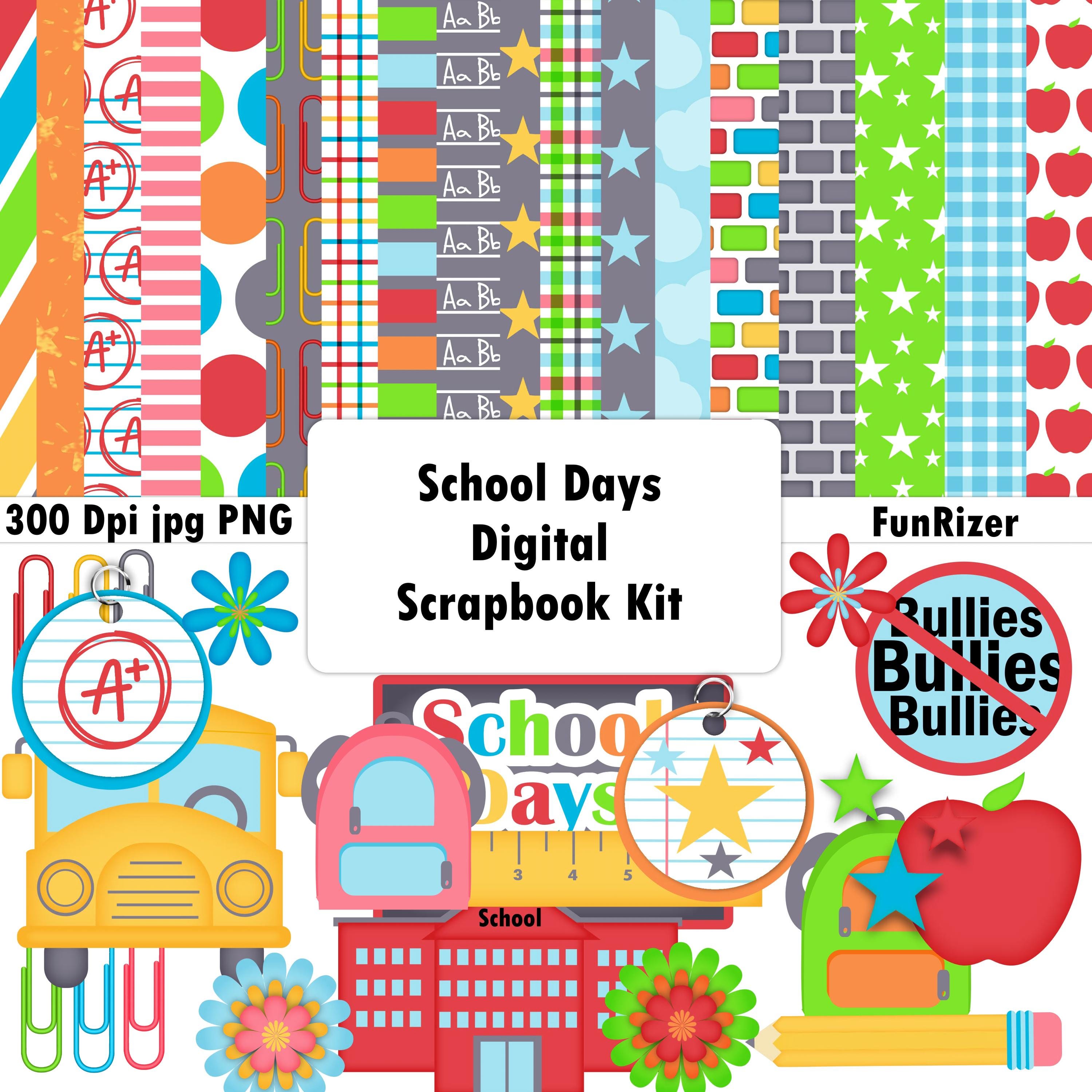 School Days Digital Scrapbook Kit - Etsy