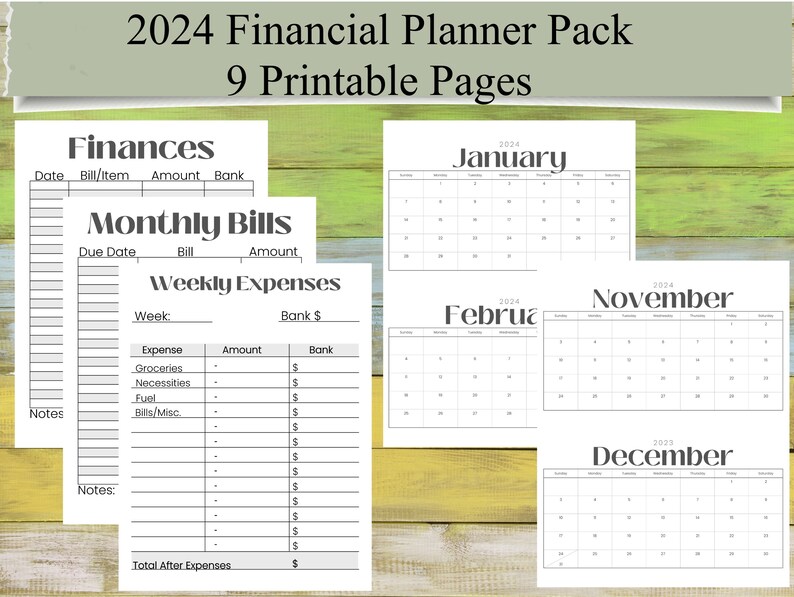 Printable Financial Planner W/ 2024 12 Month Calendars Etsy