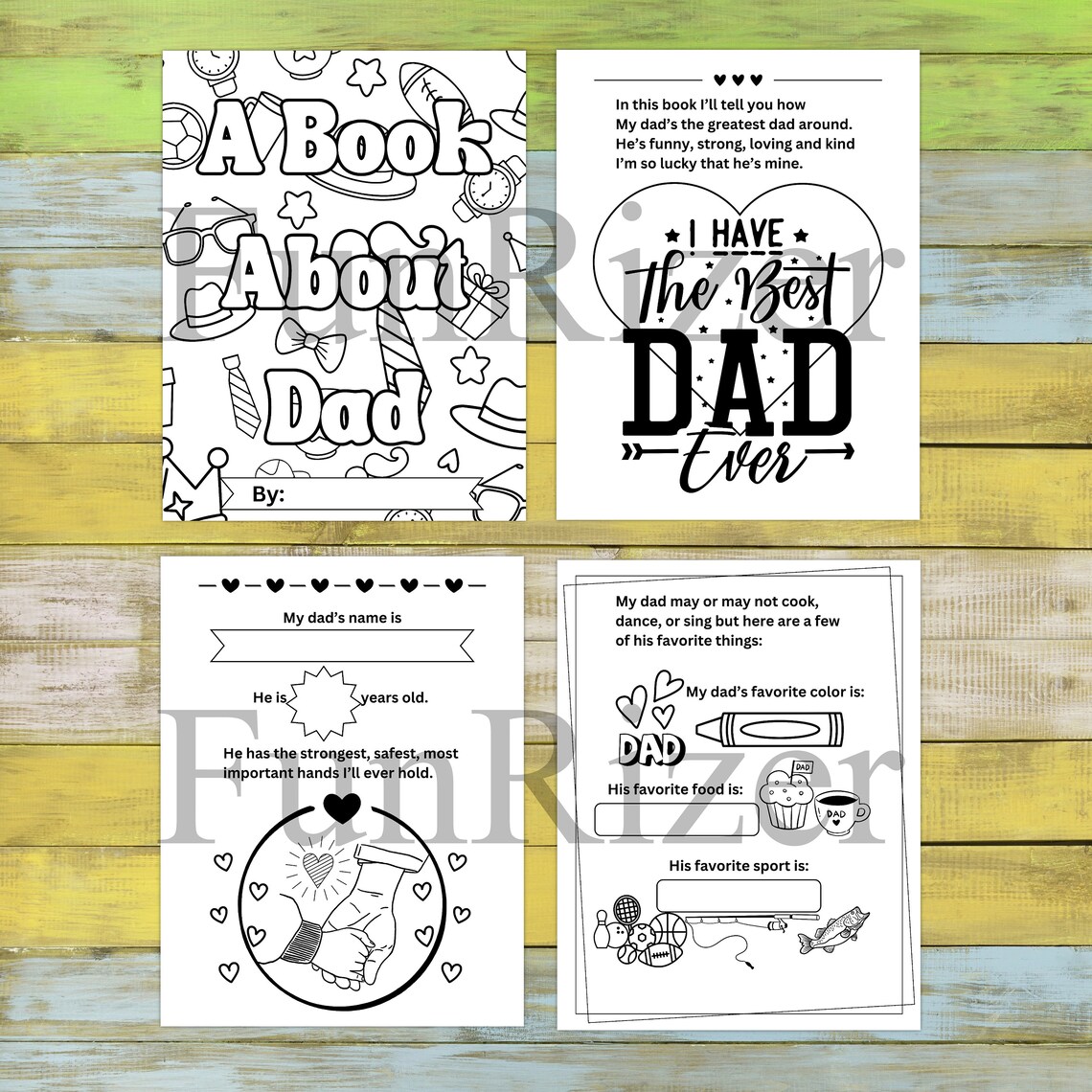 Printable Father's Day Coloring Book - Etsy