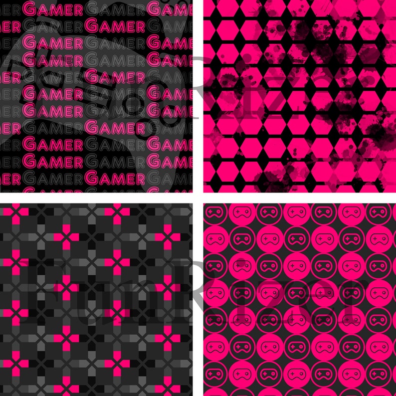 Pink & Black Digital Gaming Papers/backgrounds - Etsy