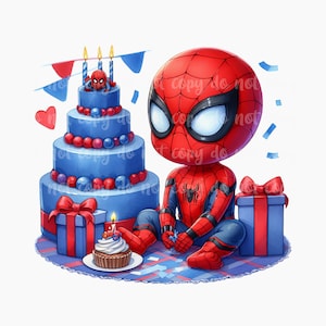 Design de super-herói de aniversário PNG