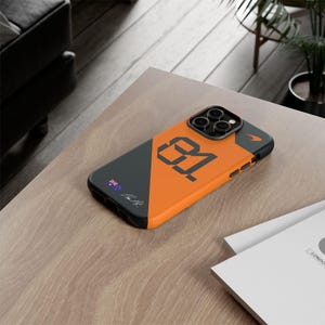 Coque de portable, inspiration Oscar Piastri Mclaren F1, cadeau pour fan de course automobile, accessoires de sport automobile, coque résistante personnalisable