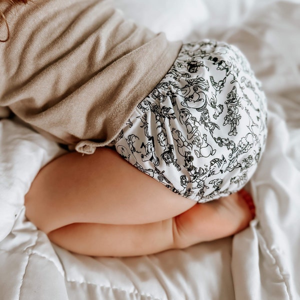 Fralda de pano esboçada | Fralda de pano Disney | Fralda de pano de bolso | Fralda de Bolso Disney