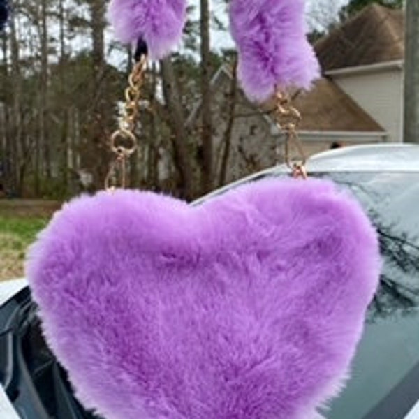 Faux Fur Plush Heart Shaped Fluffy Furry Bag Purse with Gold Chain Lightweight Portable-Available in many colors!