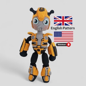 Amigurumi Tutorial, English Pdf Pattern,Robot, Transformers, Bumbelbee, Halloween