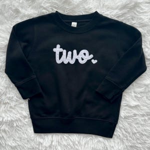 Personalized Birthday Sweatshirt – Ages Two to Eight – Toddler & Kids Hand-Embroidered Felt Shirt – Custom Birthday Outfit Boy Girl Crewneck