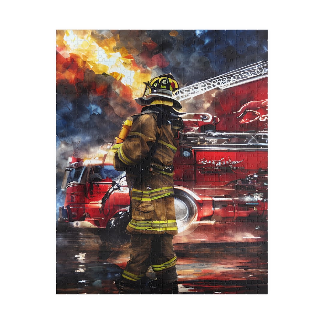 Hcbyk the Firefighter Fine Art by Kimberly Klein 500 Piece Jigsaw ...