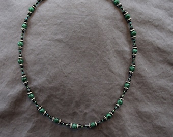 Malachite and glass bead necklace