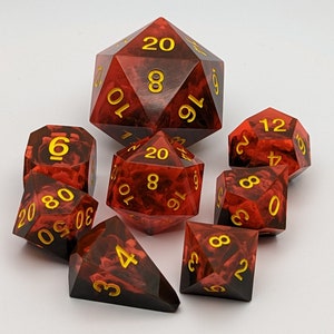 Würfelset - Chonk D20 - handgemachter DnD DnD TTRPG, D&D, Dungeons and Dragons, RPG Würfel, Dungeon Master Geschenk, Inferno