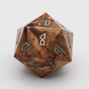 D20 Dice - handmade resin sharp edge dnd dice for DnD, D&D, Dungeons and Dragons, RPG dice, dungeon master gift, blood and gold