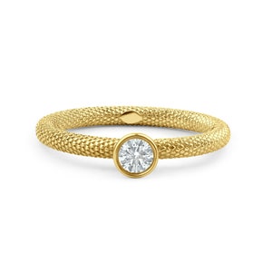 The Snake Diamond Ring For Women in 14k Solid Yellow Gold, Bezel Set Diamond Ring, Anniversary Ring For Women or Men unisex Round Cut Ring image 2