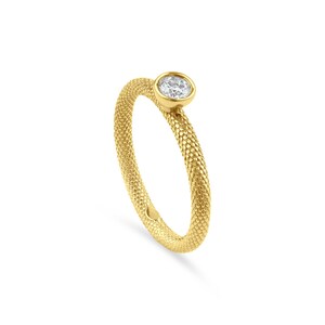 The Snake Diamond Ring For Women in 14k Solid Yellow Gold, Bezel Set Diamond Ring, Anniversary Ring For Women or Men unisex Round Cut Ring image 4