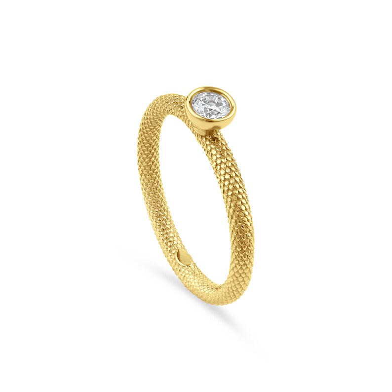 The Snake Diamond Ring For Women in 14k Solid Yellow Gold, Bezel Set Diamond Ring, Anniversary Ring For Women or Men unisex Round Cut Ring image 4