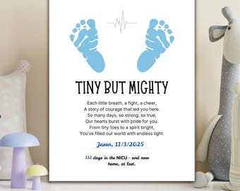 NICU Graduation Footprint Art Template, NICU Baby Keepsake Printable, Newborn Footprint Craft for Nurses, Preemie Milestone Gift