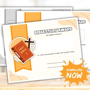 Bible Study Award End of Year Awards Sunday School Award Religious Awards Catholic Certificate Church Rewards Christian Awards