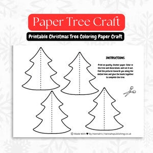 Albero di Natale in carta in piedi - Modello di albero di Natale stampabile - Progetto di artigianato da colorare per le feste di Natale / Carta 3D