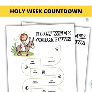 Holy Week Countdown Printable for Kids, Fun Palm Sunday Activity & Easter Craft Project, Sunday School Craft Idea, Instant Download