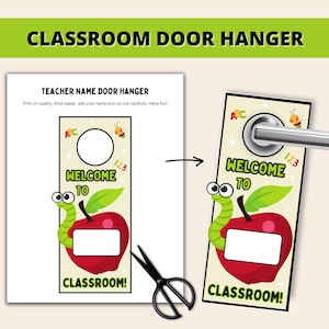 Personalized Teacher Door Sign Preschool Teacher Door Hanger Template Name Sign Daycare Teacher Apple Sign Printable