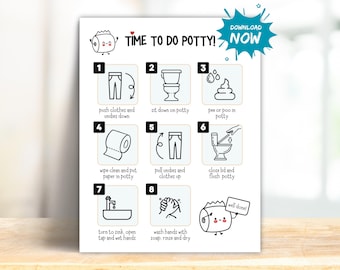Potty Time Sequence Printable, Potty Training Guide, Potty Training Reward Chart, Toilet Training Chart, Bathroom Routine Coloring Sheet
