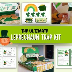 St Patrick&#39;s Day Leprechaun Trap Kit Cut And Paste Crafting Activity Kids, Leprechaun Notes, St Patrick&#39;s Day Certificate, Treat Topper