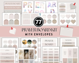 Pink Prayer Board Kit with Envelopes Printable, Christian Vision Board, Printable Prayer Board Kit, Bible Vision Board Template