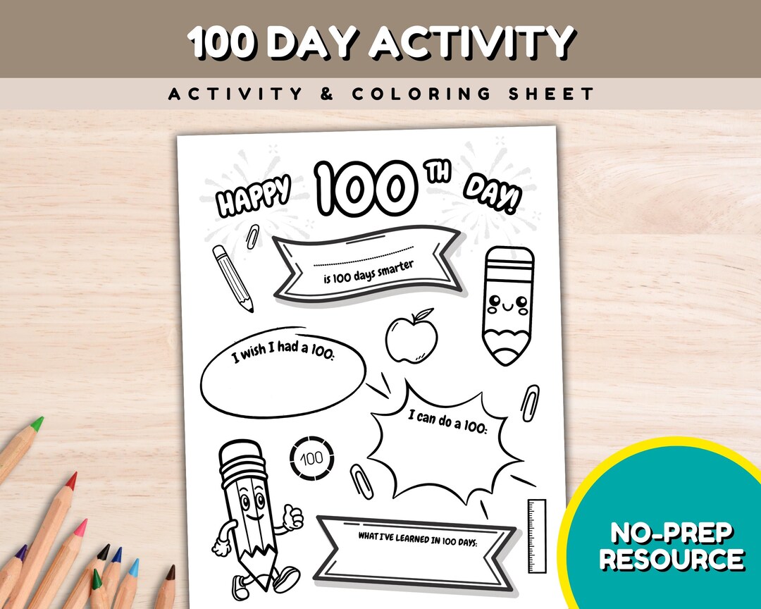 100th Day of School Coloring Activity Printable, I Crushed 100 Days of ...