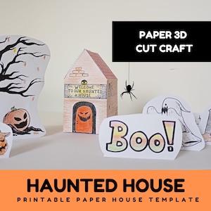 Haunted Halloween Craft Kit Printable - Kids&#39; Halloween Craft Activity | Creepy Spooky Halloween House Downloadable PDF Coloring Pages