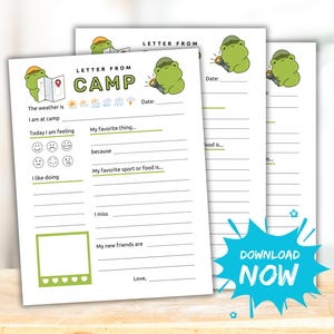 Sleepaway Camp Letters with Writing Prompts, Summer Camp Letter Template, Letters from Camp Mail, Camp Letter Home