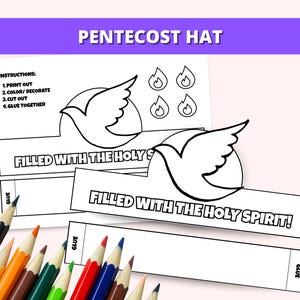Pentecost Bible Activity for Kids Paper Hat Printable, Pentecost Coloring Page, Pentecost Digital Download, Pentecost Craft